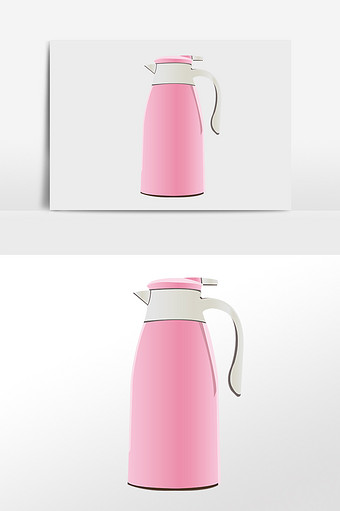 粉色水壶的日常诗意 手绘插画中的生活温度